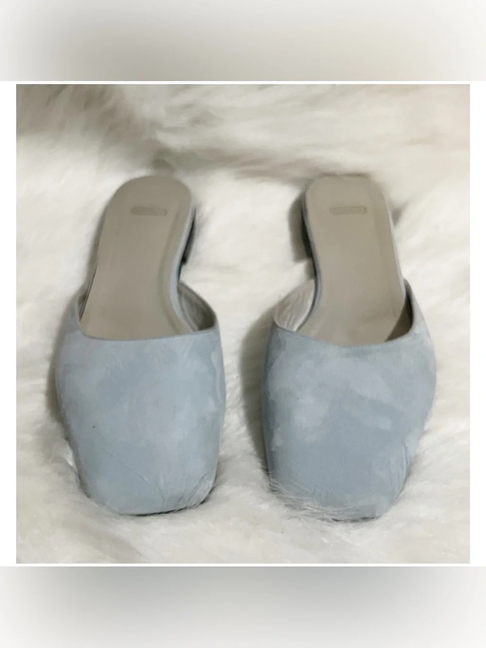 Vintage Coach Light Blue Suede Mule Flats Size 7.5